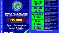 Jadwal Live Streaming BWF All England 2024 di Vidio Pekan Ini, 12-17 Maret 2024. (Sumber: dok. vidio.com)