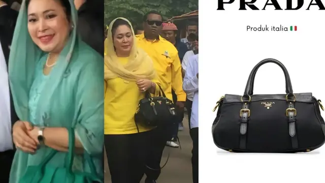 Titiek Soeharto memakai tas dari brand Prada asal Prancis. (Dok: TikTok @fashionpejabat)