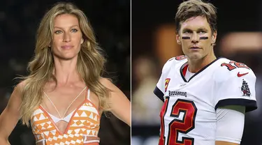 Perceraian itu terjadi setelah spekulasi selama berbulan-bulan di berbagai tabloid yang menyebut hubungan keduanya menjadi retak setelah Tom Brady memutuskan batal pensiun dari American football.  (AP Photo/Andre Penner, left, and Jonathan Bachman)