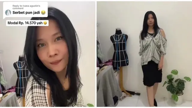 Wanita Ini Bikin Baju dari Gorden hingga Serbet, Penampilannya Unik dan Tetap Stylish