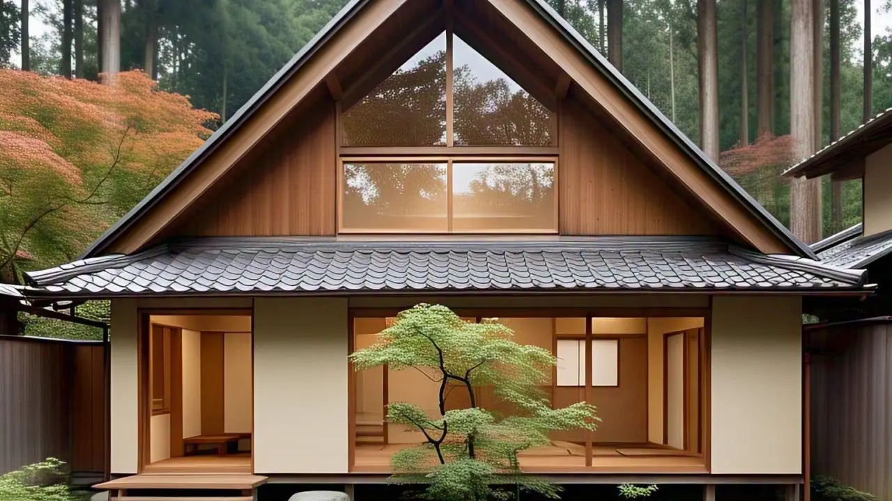 Model Rumah 2 Lantai Atap Segitiga Gaya Jepang Modern