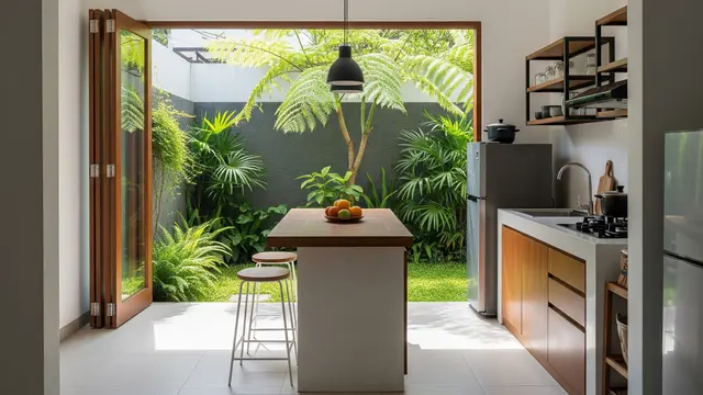 Dapur Open Space yang Menghadap Taman