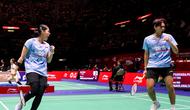 Ganda campuran Indonesia Adnan Maulana/Indah Cahya Sari Jamil mengalahkan unggulan empat asal Thailand Dechapol Puavaranukroh/Supissara Paewsampran pada babak 16 besar Hong Kong Open 2025 di Hong Kong Coliseum, Kamis (11/9).&nbsp;(foto: PBSI)