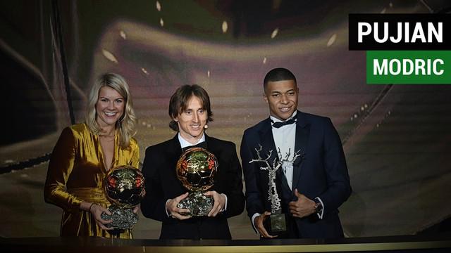 Berita video komentar pujian gelandang Real Madrid asal Kroasia, Luka Modric, untuk pesaingnya, Kylian Mbappe dan Antoine Griezmann, setelah ia menerima trofi Ballon d'Or 2018.
