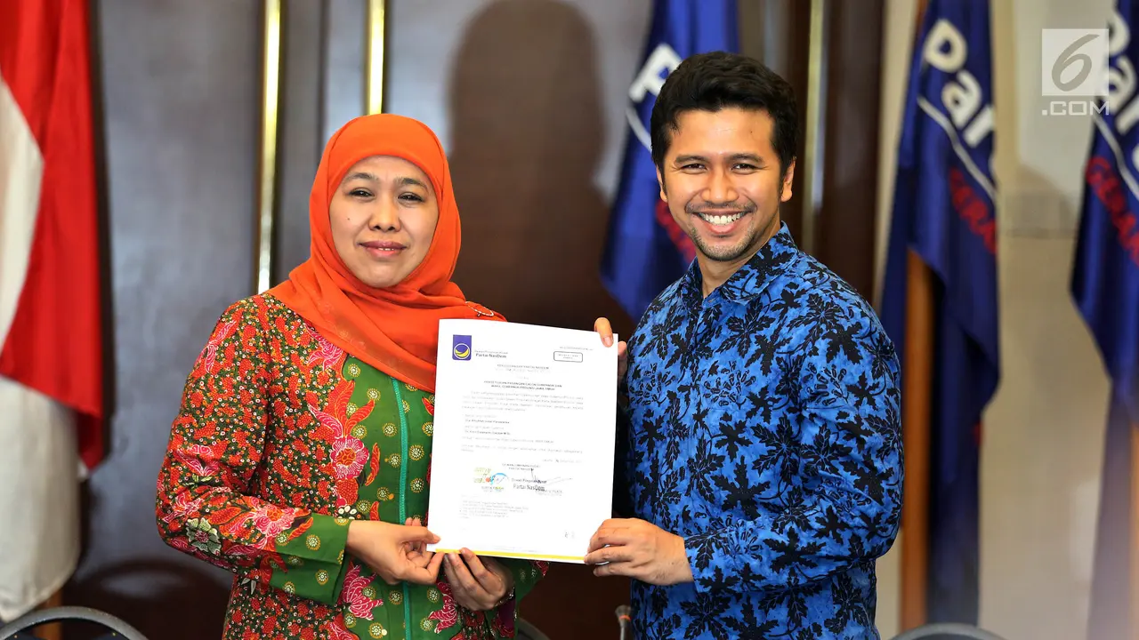 FOTO: Resmi Diusung Partai NasDem, Khofifah dan Emil Senyum Semringah