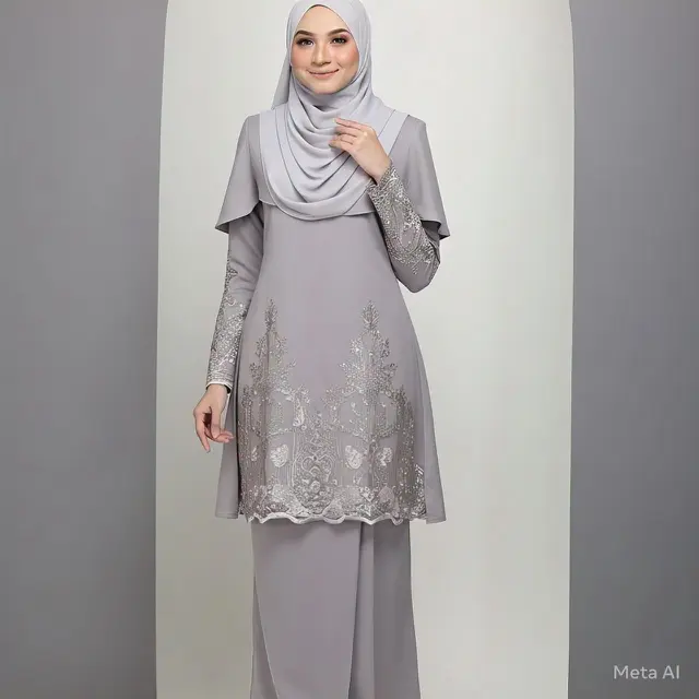 Model Baju Gamis Polos Modern Terbaru Kombinasi Cape