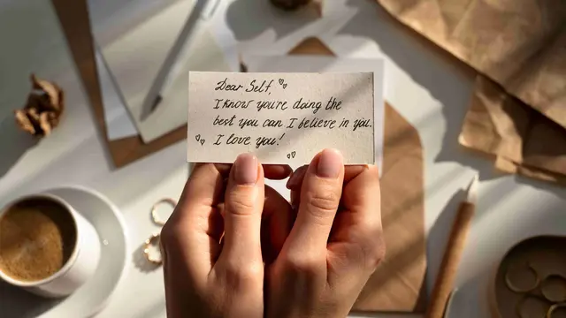 Ilustrasi memberikan afirmasi positif kepada diri sendiri
