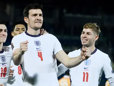 Tim nasional Inggris menempati posisi teratas dengan skuad harga tertinggi di Piala Dunia 2022 Qatar. Harga total The Three Lions saat ini mencapai 1 miliar euro atau setara dengan Rp15,6 triliun. (AFP/ Filippo Monteforte)