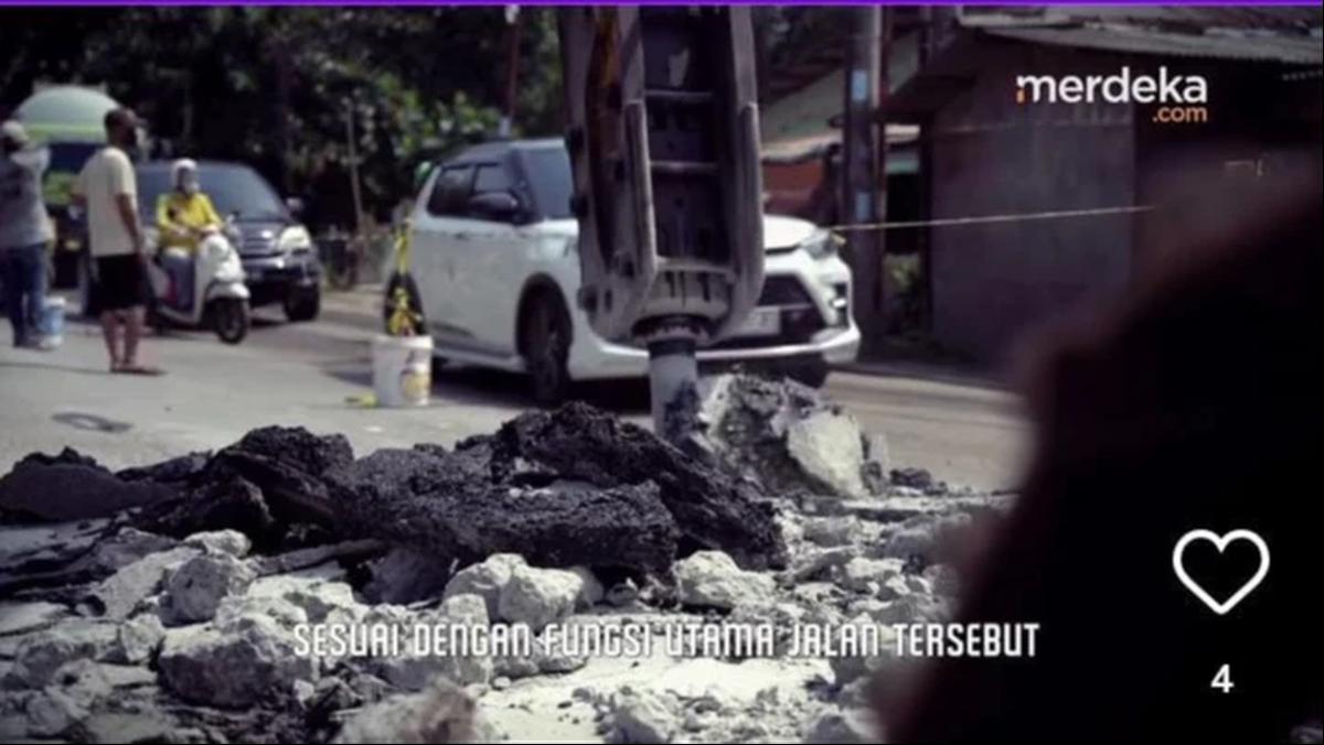 Pengerjaan perbaikan dan rekosntruksi jalan di Parung Panjang Kabupaten Bogor