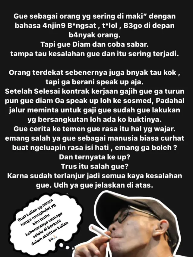 Unggahan Abdul mantan karyawan Fuji. (Foto: Dok. Instagram @abdul_vdo)