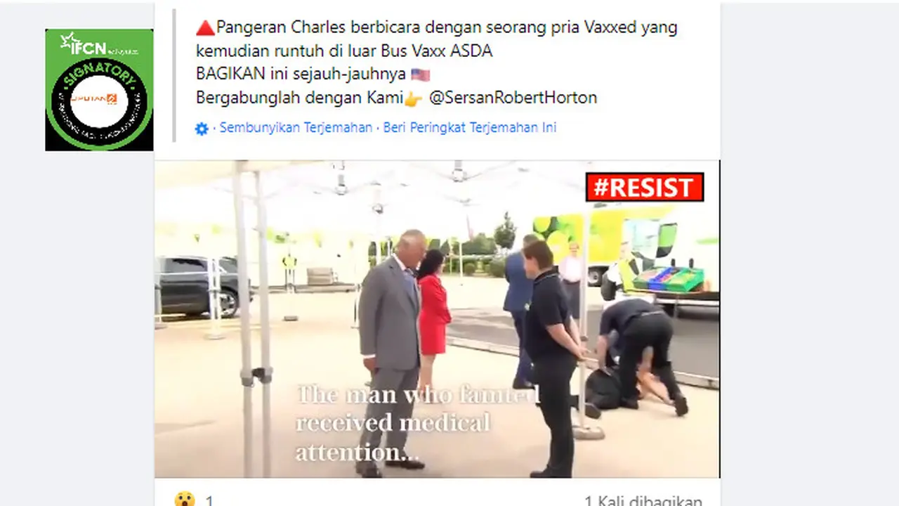 Cek Fakta Liputan6.com menelusuri klaim video prajurit tumbang di hadapan Pangeran Charles akibat divaksin