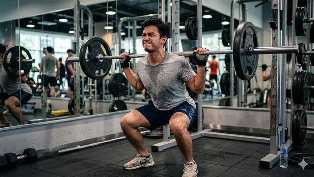 ilustrasi latihan di gym