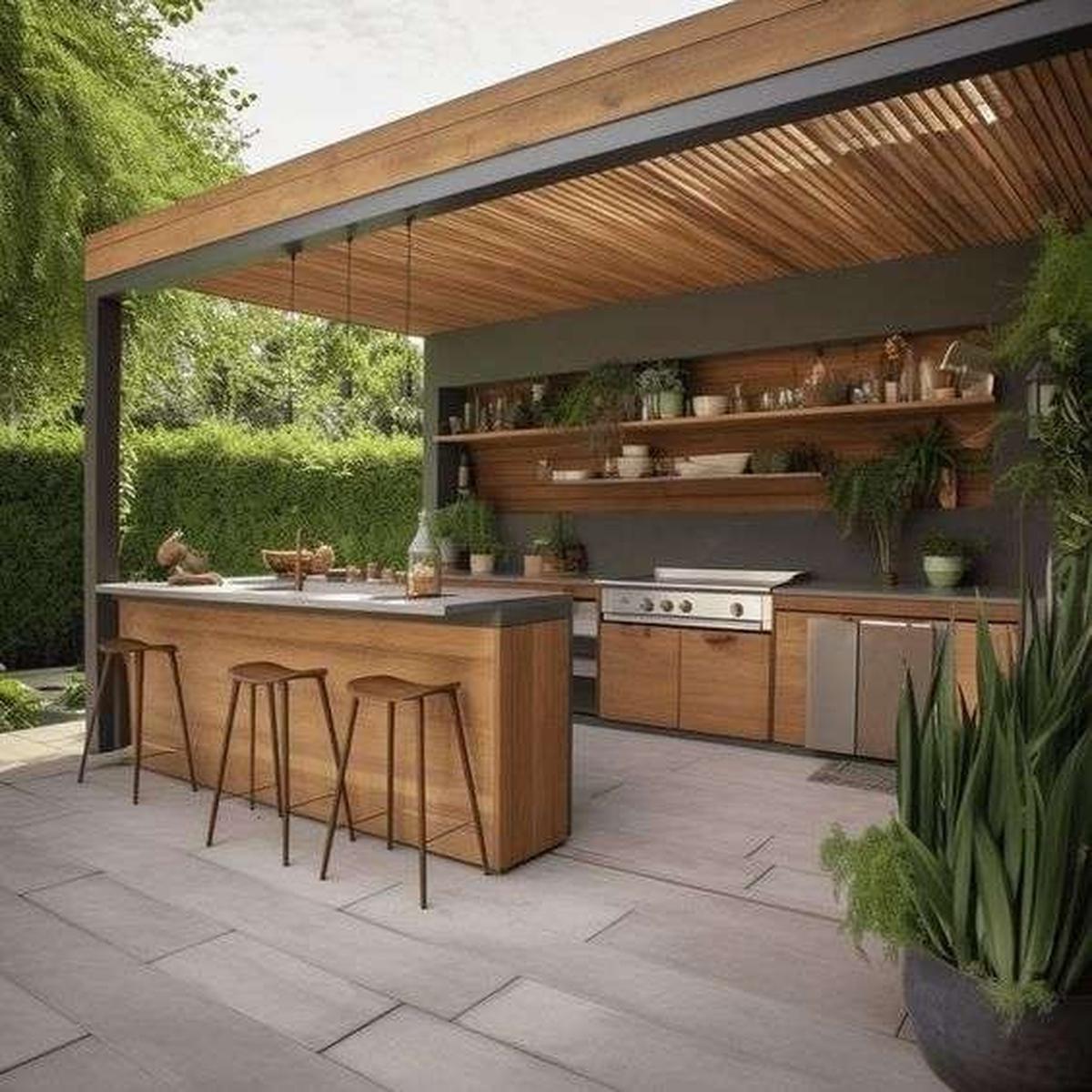 Desain Dapur Belakang Rumah yang Terbuka