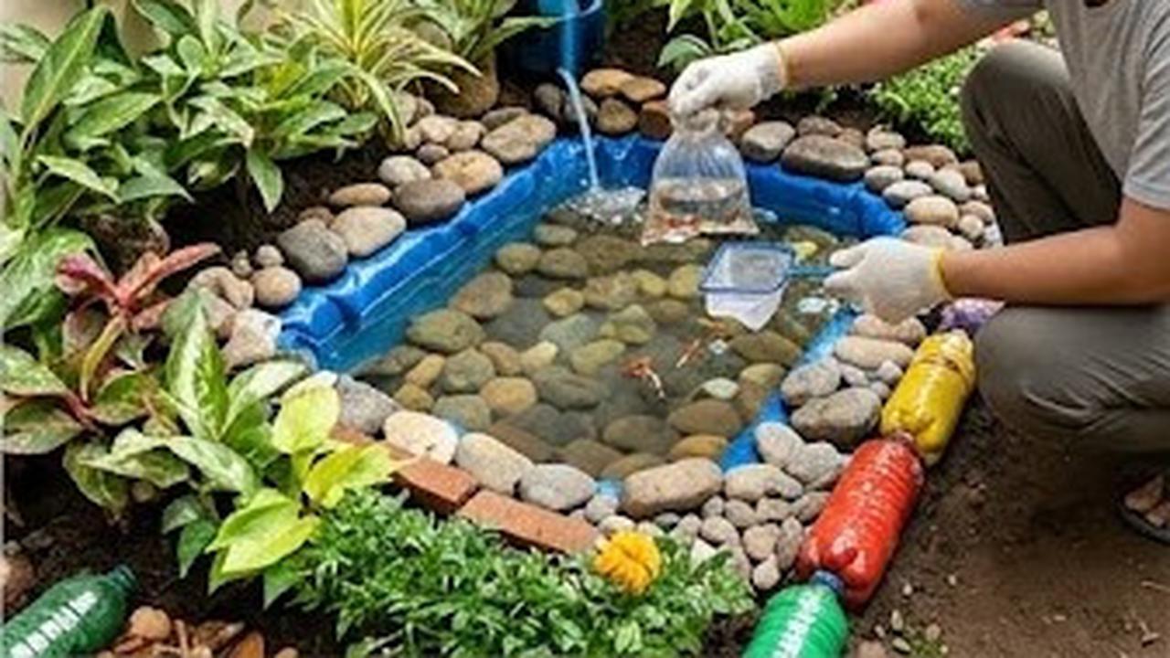 Cara Membuat Taman Kecil dan Kolam Ikan Hias dari Botol Bekas