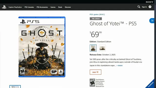 Paket Penjualan Kaset Ghost of Yotei di PS5.