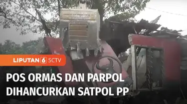 Dianggap sebagai biang masalah banjir dan kemacetan lalu lintas, Satpol PP Kota Medan pada Rabu (14/09) siang menghancurkan sejumlah bangunan pos dan kantor milik ormas dan parpol hingga rata dengan tanah.