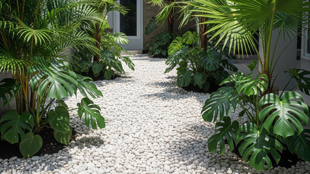 6 Taman Kering dengan Batu Koral Putih, Halaman Rumah Minimalis