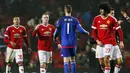 Pemain MU Wayne Rooney dan rekan merayakan kemenangan usai mengalahkan CSKA Moscow 1-0 pada lanjutan Liga Champion Grup B di Stadion Old Trafford, Manchester, Inggris , Rabu(4/11/2015) dini hari. (Action Images via Reuters / Jason Cairnduff)