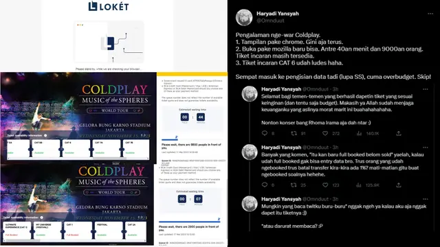 Curhatan warganet yang menyerah beli tiket konser Coldplay saat kategori yang diinginkan sudah ludes.