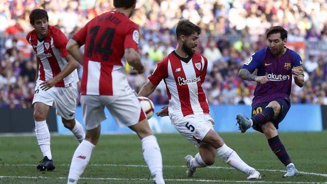 Lionel Messi memberi pengaruh besar di pertandingan Barcelona lawan Bilbao (AP Photo/Manu Fernandez)