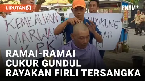 VIDEO: Syukuran Firli Bahuri Jadi Tersangka, Aktivis Anti Korupsi di Brebes Cukur Gundul Massal