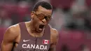 Pensiunnya Usain Bolt di cabang olahraga lari seolah menjadi angin segar bagi sprinter lain, termasuk Andre De Grasse. Benar saja, pelari asal Kanada langsung tunjukkan tajinya di nomor 200 meter putra Olimpiade Tokyo 2020. (Foto: AP/Markus Schreiber)