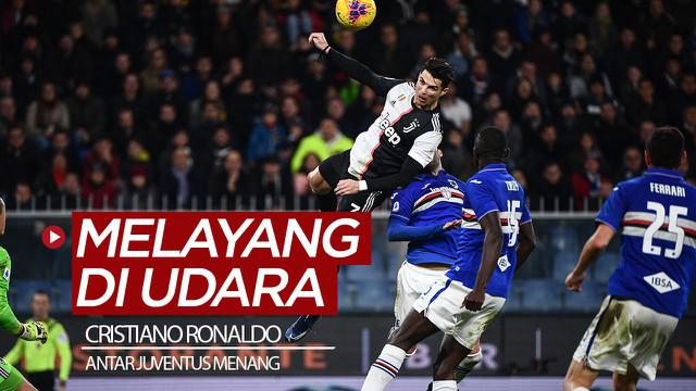 Berita video bintang Juventus, Cristiano Ronaldo, sampai melayang di udara untuk bisa mencetak gol ke gawang Sampdoria dalam lanjutan Serie A 2019-2020, Rabu (18/12/2019).