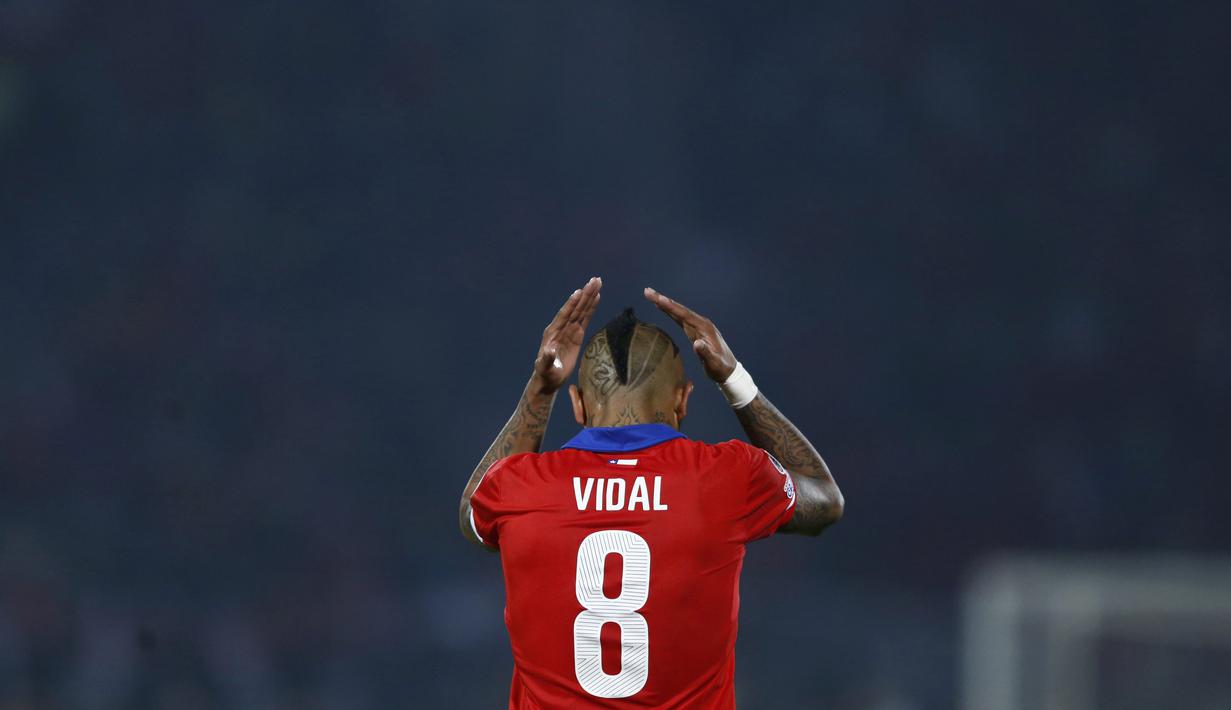 Ekspresi Arturo Vidal. (Reuters/Marcos Brindicci)