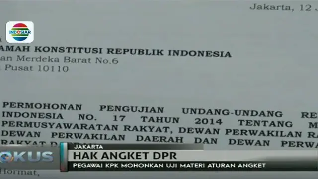 Pegawai KPK Ajukan Uji Materi Aturan Hak Angket DPR