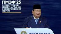 Presiden Prabowo Subianto saat menjadi salah satu pembicara dan tamu kehormatan dalam acara Saint Petersburg International Economic Forum (SPIEF) 2025. (Dok. Istimewa)