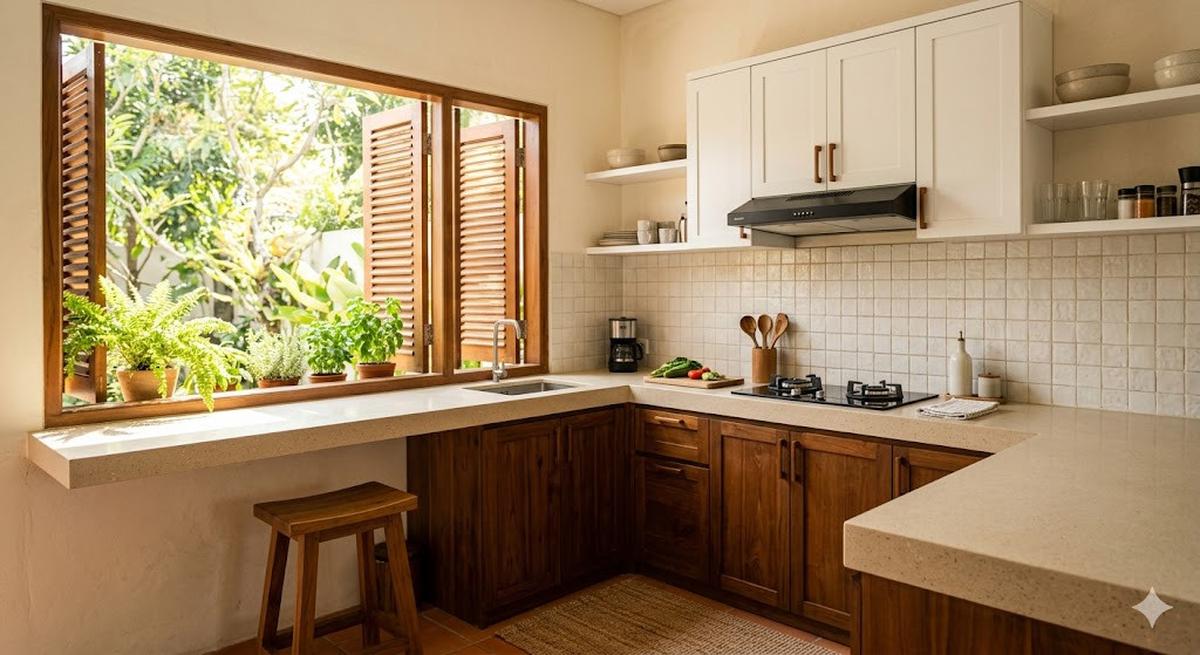 Desain Dapur Kecil di Rumah Menghadap Barat agar Tidak Panas