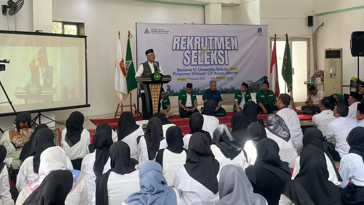 Pimpinan Wilayah Gerakan Pemuda Ansor DKI Jakarta bekerjasama dengan Universitas Terbuka melakukan seleksi untuk beasiswa Pendidikan strata satu (S1) kepada ratusan putra-putri terbaik kader di Jakarta, Minggu (19/1/2025) (Istimewa)