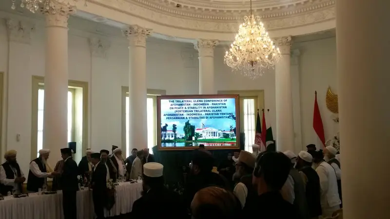 Suasan pembukaan Konferensi Ulama Afghanistan-Indonesia-Pakistan di Istana Bogor, Jumat (11/5) (Rizki Akbar Hasan / Liputan6.com)