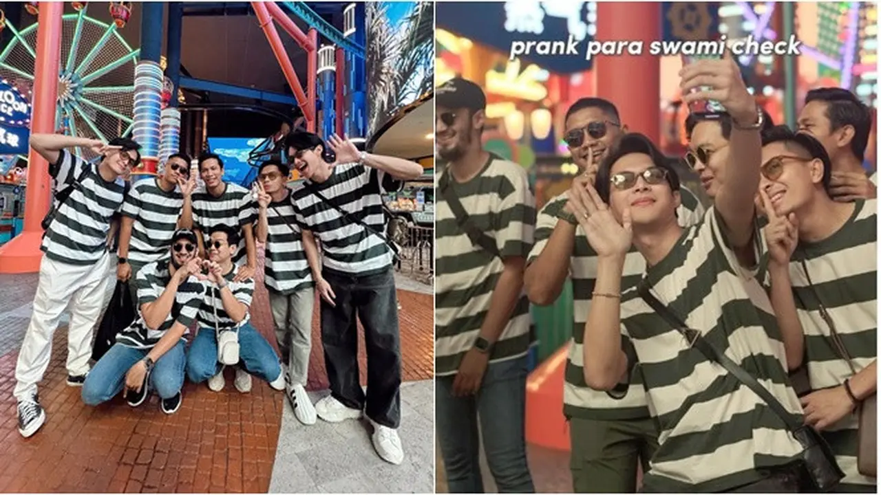 6 Potret Rey Mbayang dan Geng Diprank Istri Pakai Baju Kembar, Bak Study Tour