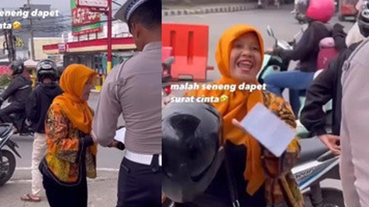 Kocak Abis! Ibu-Ibu ini Kegirangan Dapat 'Surat Cinta' dari Polisi Gara-Gara Tak Pakai Helm, Bukan Takut Malah Joget