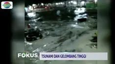 Warga dan pengunjung Pantai Anyer nampak panik menyelematkan diri saat kejadian. Gelombang terjadi sekitar pukul 21.30 WIB saat Pantai Anyer ramai pengunjung.