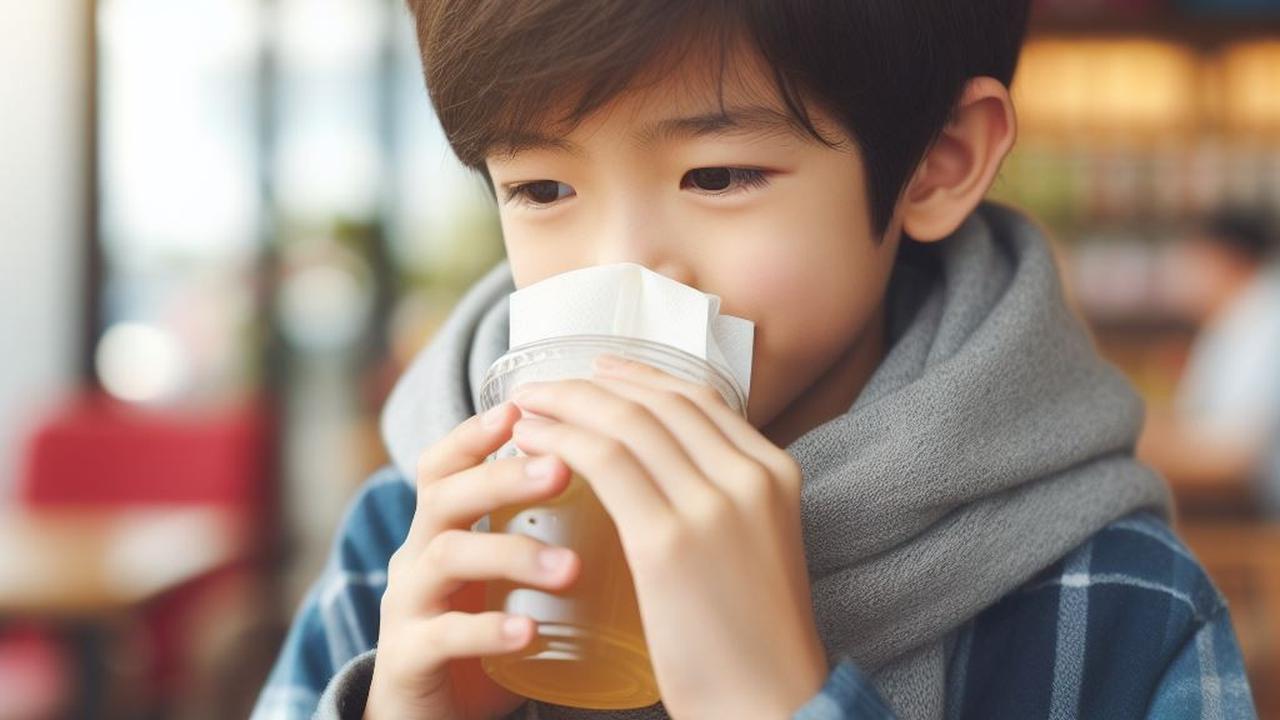 Ilustrasi Anak Minum Minuman Dingin saat Pilek
