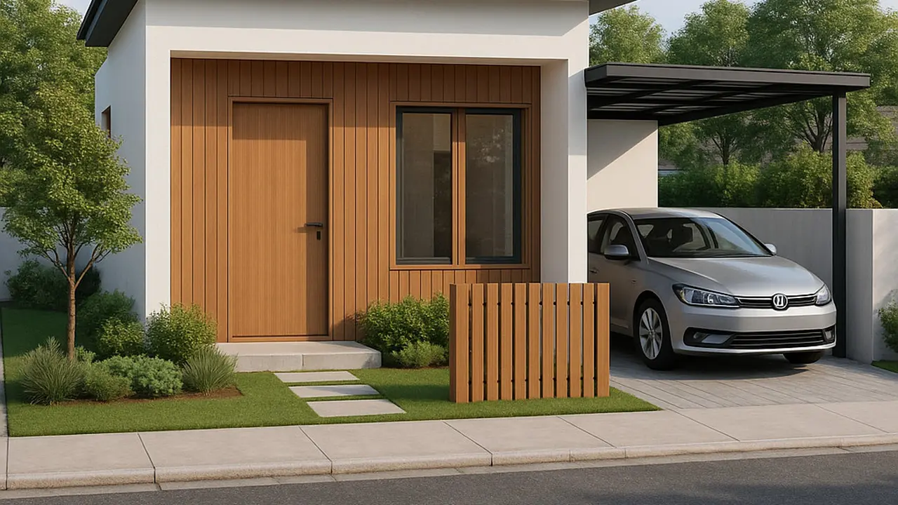 Desain Rumah 9x9 Modern Minimalis Lengkap dengan Taman dan Carport