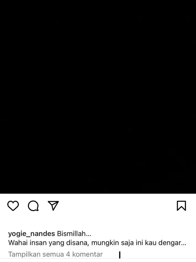 Unggahan penyanyi Yogie Nandes di Instagram