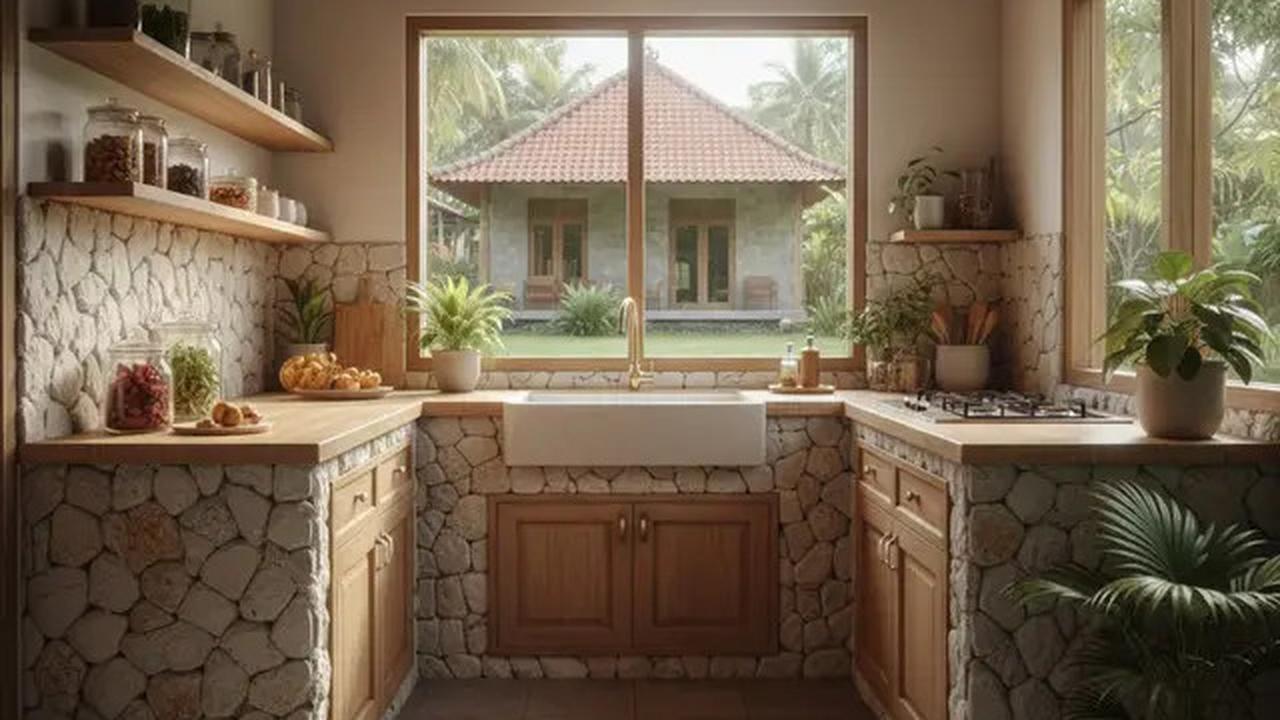 7 Desain Dapur Kecil Ala Tropis dengan Nuansa Kayu untuk Rumah Desa yang Hangat, Natural dan Bikin Betah Masak