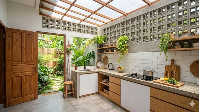 Desain Dapur Belakang dengan Roster