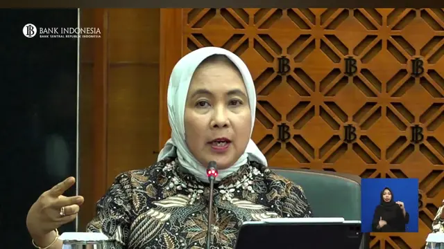 Deputi Gubernur Bank Indonesia Aida S Budiman dalam konferensi pers pengumuman Hasil Rapat Dewan Gubernur (RDG) Mei 2024 di Gedung Thamrin Bank Indonesia, Rabu (22/5/2024). (Tira/Liputan6.com)