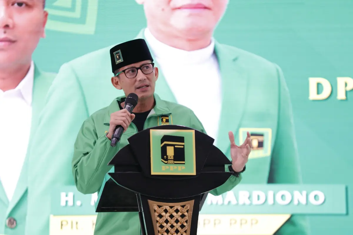 Ketua Badan Pemenangan Pemilu (Bappilu) DPP PPP Sandiaga Uno hadir dalam Bimtek anggota DPRD PPP seluruh Indonesia, di Hotel Mercure Ancol, Sabtu (21/10/2023) (Istimewa)