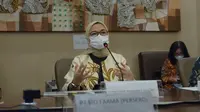 Kepala BPOM Penny K Lukito saat konferensi pers pengembangan Vaksin Merah Putih di Bio Farma, Bandung, Jawa Barat, Jumat, 16 April 2021. (Dok BPOM RI)