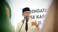 Gubernur Jawa Barat Ridwan Kamil di Aula Barat, Gedung Sate, Kamis (21/4/2022) dalam acara Peringatan Hari Kartini Tingkat Provinsi Jabar.