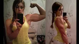 Gadis asal Rusia itu memiliki perpaduan yang tidak lumrah pada tubuhnya. Julia Vins punya wajah cantik layaknya boneka Barbie, sedangkan fisiknya kekar mirip The Incredible Hulk. (Dailymail)