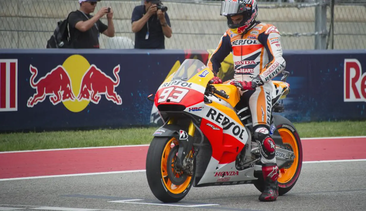 Marc Marquez saat di posisi terdepan. Saat menjadi juara tahun 2013 dan 2014 juga meraih pole position.