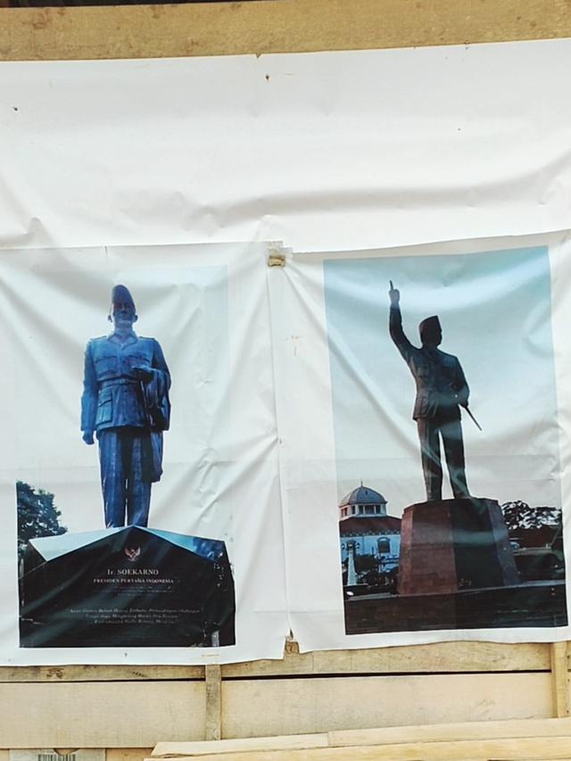Patung Bung Karno di Banyuasin Berwajah Tembem Kini Ditutupi, Ganti Perupa Jika Tak Sesuai