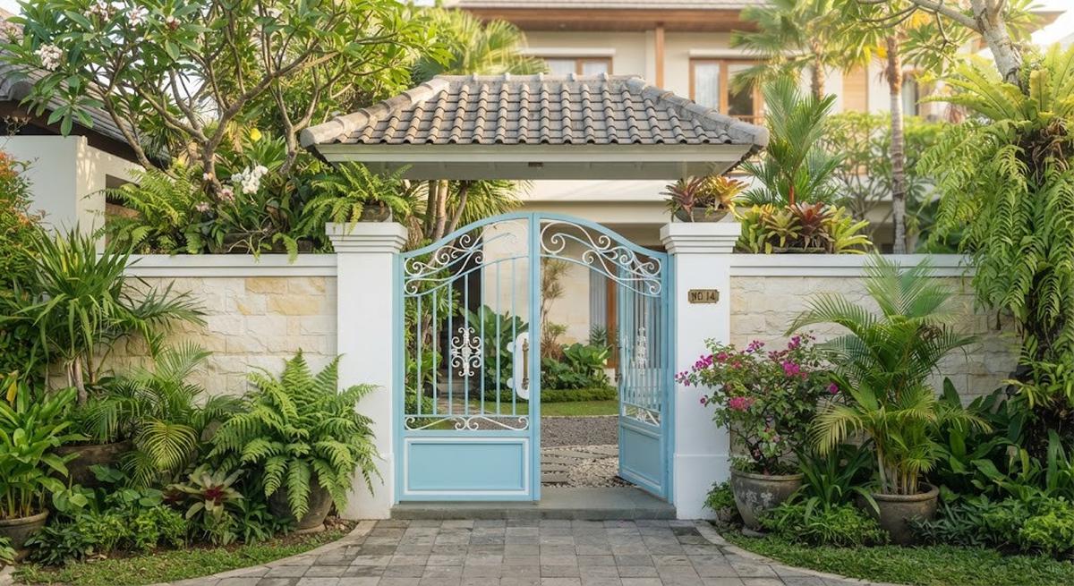 Warna cat pagar yang bikin rumah terasa sejuk dan bisa redam amarah ketika pulang model biru muda