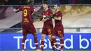 mencetak gol ke gawang Lecce pada pertandingan 16 besar Coppa Italia di stadion Olimpiade Roma, Jumat (21/1/2022). AS Roma selanjutnya akan menantang Inter Milan di perempat final. (AP Photo/Alessandra Tarantino)